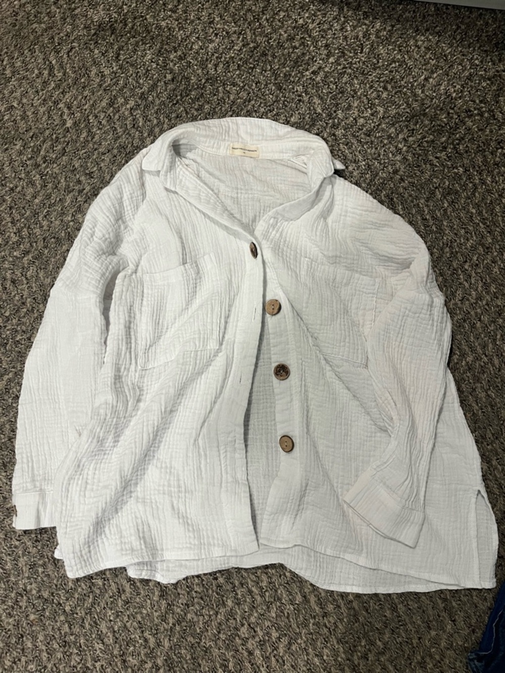 Lightweight White Button-Front Women's